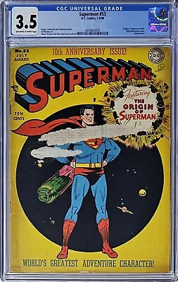 Buy Superman #53 CGC 3.5 D.C. Comics 1948 Classic Anniversary Cover Origin Retold  • 961.11£