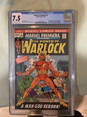 Buy Marvel Premiere 1 CGC 7.5 OW To W Pages 1st Appearance Of HIM As Adam Warlock • 373.15£