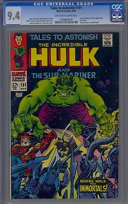 Buy Tales To Astonish #101 Cgc 9.4 Hulk Sub-mariner Loki Warriors Three Jack Kirby • 474.96£