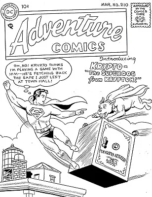 Buy Adventure Comics # 210 Cover Recreation 1st Krypto Super Dog Original Comic Art • 23.65£