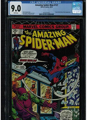 Buy Amazing Spider-man #137 Cgc 9.0 Green Goblin Appearance Harry Osborn 1974 White • 139.72£