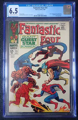 Buy Fantastic Four #73 👓 CGC 6.5 OW/WH 👓 Daredevil Spider-man Thor 1968 • 78.24£