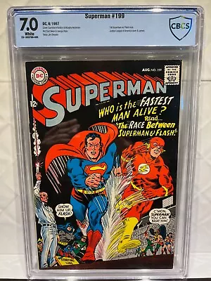 Buy Superman #199, Cbcs 7.0, White Pgs, Not Cgc, 1967, 1st Superman Vs. Flash Race! • 318.66£
