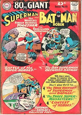 Buy Vintage Superman & Batman World's Finest Heroes No. 15 DC National Comics 1965 • 2.95£