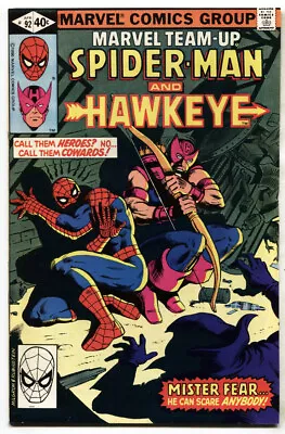 Buy Marvel Team-Up #92 1980- Hawkeye-Spider-man-comic Book Nm- • 28.54£