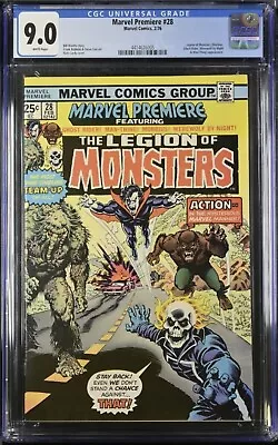 Buy Marvel Premiere 28 CGC 9.0 1976 1st Legion Of Monsters White Pages • 231.06£