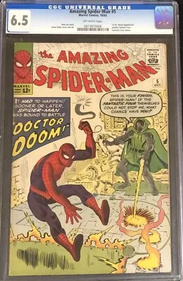 Buy AMAZING SPIDER-MAN #5  CGC 6.5 FN+ *Doctor Doom*  1963 • 1,826.99£