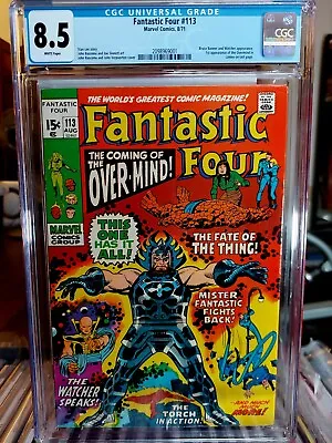 Buy Fantastic Four 113 1971 CGC 8.5 White 1st App Overmind App Stan Lee Comic Bronze • 106.97£