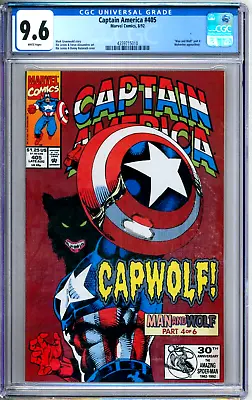 Buy Captain America 405 CGC Graded 9.6 NM+ 1st CapWolf Marvel Comics 1992 • 78.83£