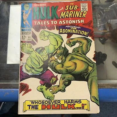Buy  ☄️ Tales To Astonish #91 1967 VF+ 1st Cover Appearance Of Abomination ☄️ • 159.90£