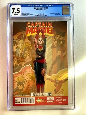 Buy Captain Marvel #14 Cgc 7.5 1st Cameo Kamala Khan Mcu Soon 2013 • 179.99£