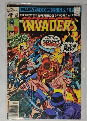 Buy Invaders #21 Marvel Comic 1977 Death Of Toro Hitler Story Ups Newsstand Variant • 11.12£