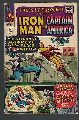 Buy Marvel Comics TALES OF SUSPENSE Issue 64 Iron Man And Captain America! 3.5 VG- • 44.99£