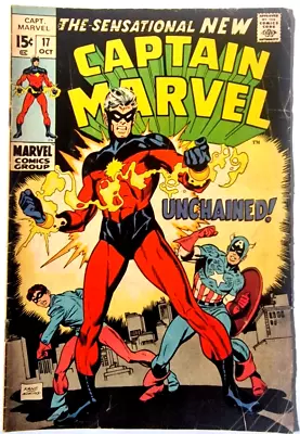 Buy CAPTAIN MARVEL 17 MARVEL SILVER AGE 1969 1st New Captain Marvel Vg • 18.99£