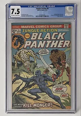 Buy Jungle Action #6 (1973) CGC 7.5 OWW - 1st Killmonger & 1st Solo Black Panther • 354£