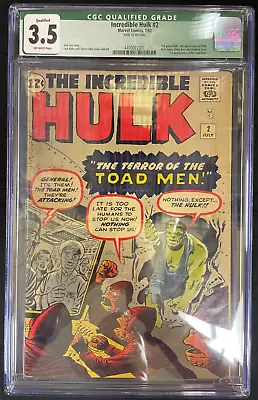 Buy Incredible Hulk #2 CGC 3.5 Qualified Grade (July 1962) 1st Green Hulk, Toad Men • 1,546.11£