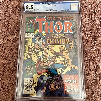 Buy THOR #408 1st HERCULES Harry Cleese MCU 1989 THOR Become ERIC MASTERSON CGC 8.5 • 80£