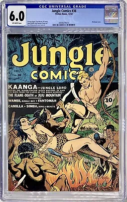 Buy JUNGLE COMICS #36 CGC 6.0 Intense Politically Incorrect Roasted Babe GGA-c 1942 • 570.86£