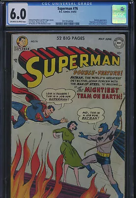 Buy SUPERMAN #76- CGC-6.0, OW-W - Superman And Batman First Learn I.D. - Golden Age • 1,707.84£