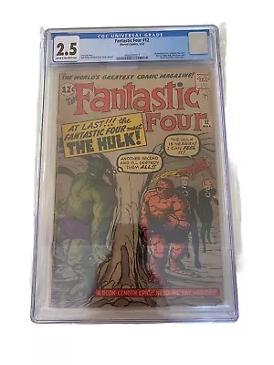 Buy Fantastic Four #12 (1962) (CGC 2.5, CR/OW Pages), First Hulk Cross-over • 596.69£