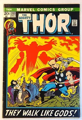 Buy THOR #203 MARVEL COMICS 1972 BRONZE KEY 1st Team Appearance Of The Young Gods F+ • 7.90£