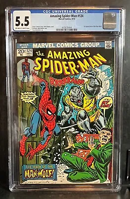 Buy Amazing Spider-Man #124 (1973) CGC 5.5 1st App Man-Wolf  • 169.95£