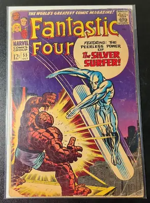 Buy Fantastic Four #55 Silver Surfer Vs The Thing Cover Battle 1966 Stan Lee & Kirby • 27.67£