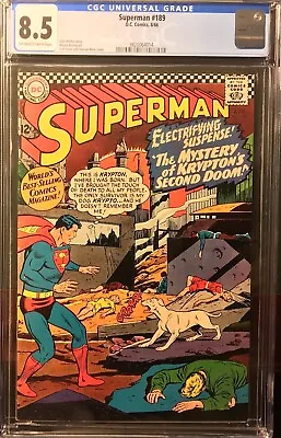 Buy Superman #189 CGC 8.5 1966 DC Comic Ow To White Pages • 247.85£