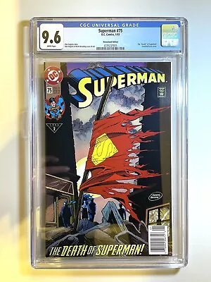 Buy Superman #75 CGC 9.6 NM+ Newsstand White Pages • 103.94£
