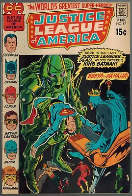 Buy Justice League Of America 87  Neal Adams King Batman Cover!   1971 Fine DC Comic • 10.50£
