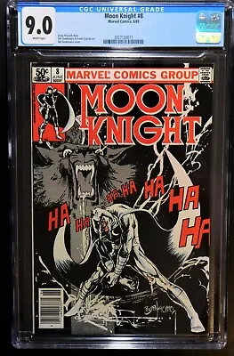 Buy Moon Knight #8 Cgc 9.0 - Wp *newsstand Edition* Classic Bill Sienkiewicz Cover • 47.24£
