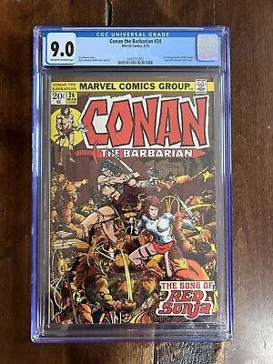 Buy Conan The Barbarian #24 CGC 9.0 OW/W Pages From 1973! Marvel 1st Red Sonja • 219.08£