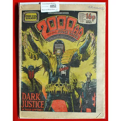 Buy 2000AD Prog 225 1st Dark Judges 2/5 Bolland Art Comic 15 8 81 UK 1981 (set 4052 • 35£