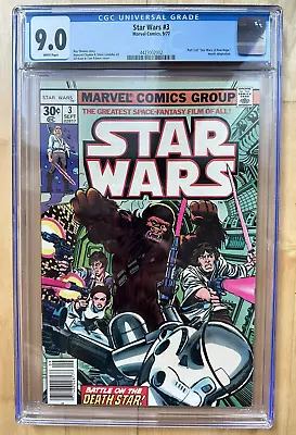 Buy Star Wars 3 Marvel 1977 1st Print A New Hope Adaptation White Pages CGC 9.0 • 86.82£