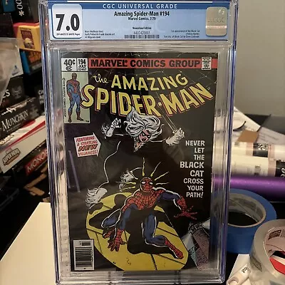 Buy CGC 7.0 Amazing Spiderman #194 1979 Newsstand 1st Black Cat Felicia Hardy • 160.05£