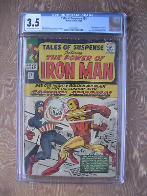 Buy Tales Of Suspense #58 CGC 3.5   Classic Cover!  Iron Man Vs Captain America • 177.89£