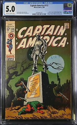 Buy Captain America #113, Marvel (1969), CGC 5.0 (VG/FN) - Classic Steranko Cover! • 47.93£