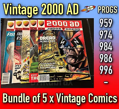 Buy 2000 AD 5 X Comic Bundle: Progs 959 974 984 986 & 996 Vintage Used 1990s #2AD10 • 4.99£