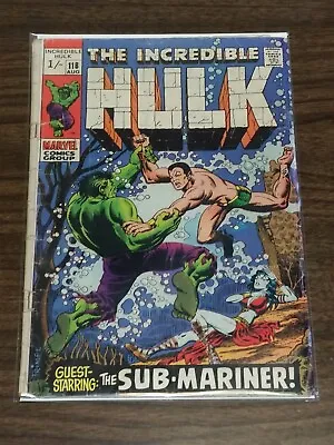 Buy Hulk Incredible #118 G+ (2.5) August 1969 Sub-mariner App Marvel Comics* • 13.99£
