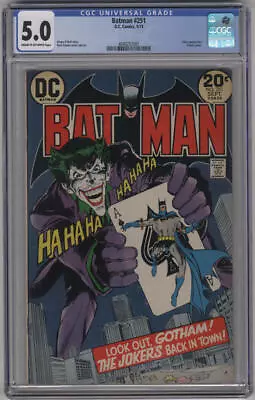 Buy Batman #251 CGC 5.0 Cr-Ow Pages Classic Joker Neal Adams Cover • 399.76£