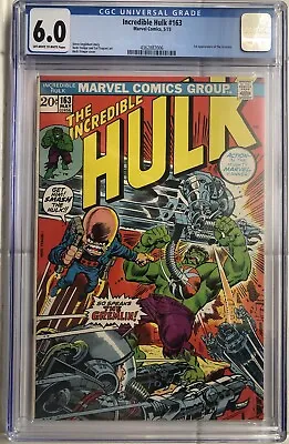 Buy Incredible Hulk #163 CGC 6.0 (Marvel 1973)  1st Appearance Of The Gremlin! • 51.24£