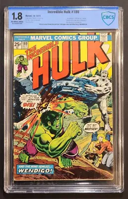 Buy Incredible Hulk #180 Cbcs 1.8 1st Wolverine *marvel Value Stamp Missing* • 395.30£