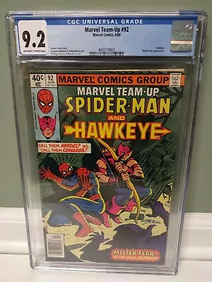 Buy Marvel Team-Up #92  CGC 9.2  Marvel Comics  1980 - Spider-Man & Hawkeye 🇺🇸🇺🇸 • 48.21£