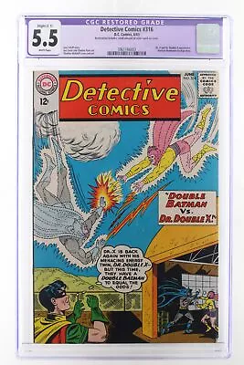 Buy Detective Comics #316 - DC 1963 CGC 5.5 RESTORED Dr. X And Dr. Double X App • 38.72£
