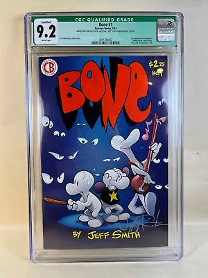 Buy Cartoon Books BONE #1 1st Printing CGC 9.2 Qualified Signed By Jeff Smith • 3,547.64£