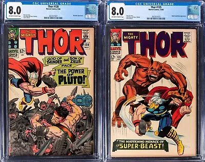 Buy 1966 Marvel Thor #128 & #135 CGC 8.0 Hercules & High Evolutionary Appearance • 160.85£