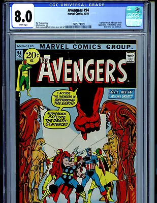 Buy Avengers #94 CGC 8.0 1971 Marvel Captain Marvel 1st Mandroids Amricons K46 • 194.62£