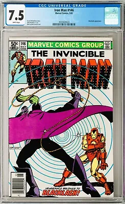 Buy Iron Man #146 CGC 7.5 (May 1981, Marvel) Bob Layton Cover, 1st Blacklash App. • 34.96£