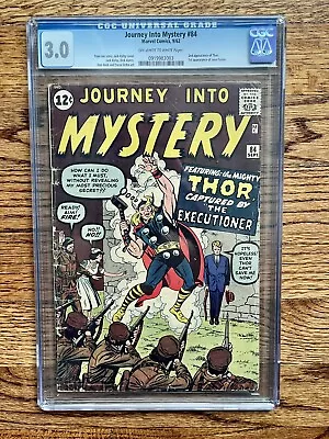Buy Journey Into Mystery #84 Cgc 3.0 Ow/wp 2nd Thor 1st Jane Foster • 891.21£