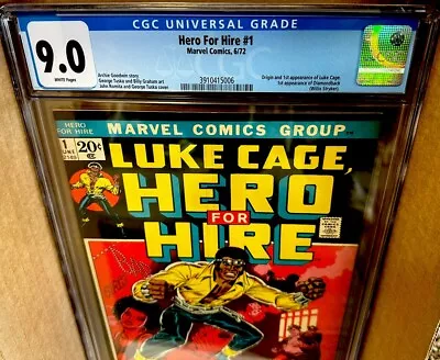 Buy Luke Cage Hero For Hire #1 CGC 9.0 With WHITE PAGES 1972 1st Appearance Origin • 1,265.52£